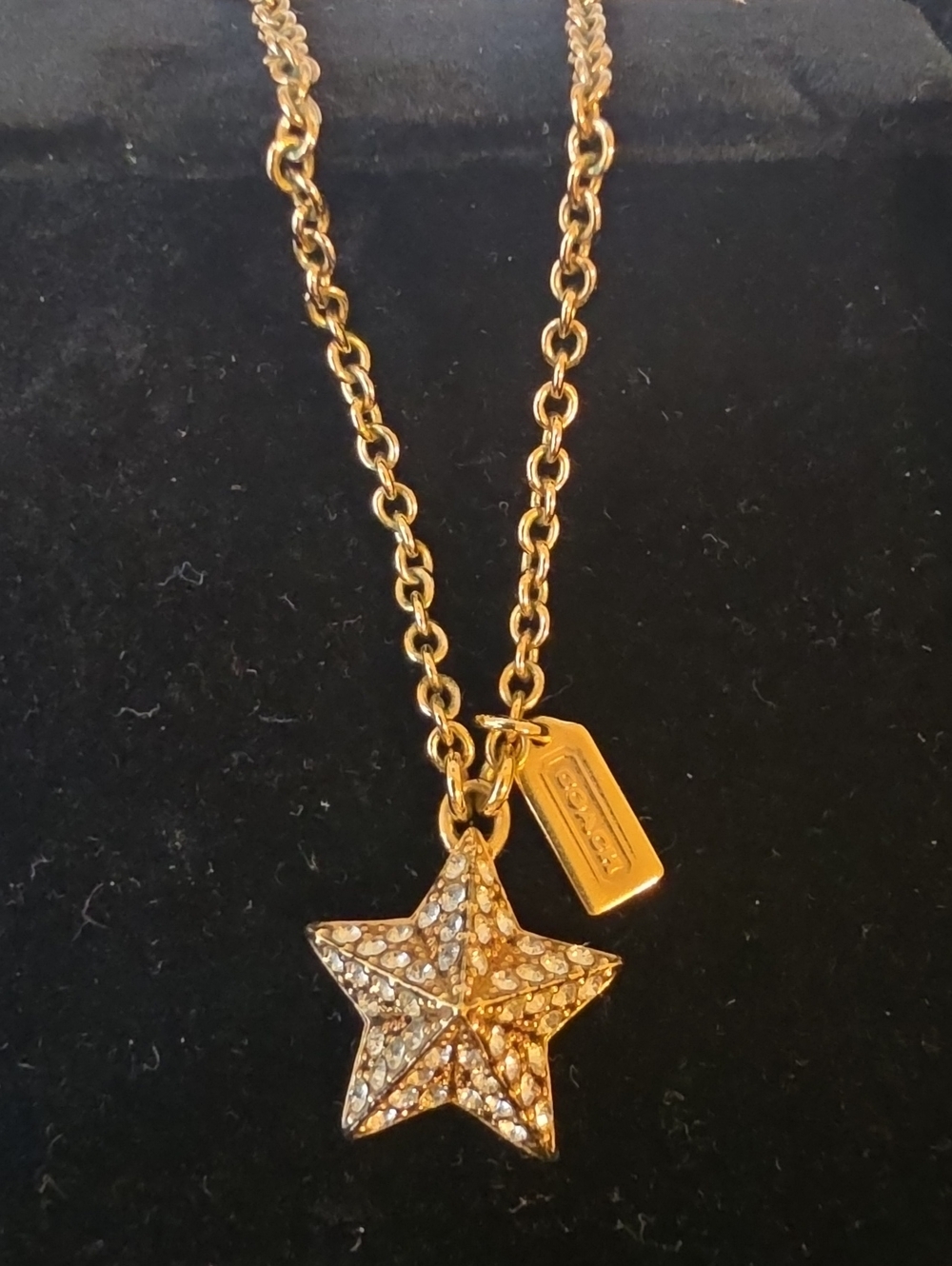 Coach Gold Star Pendant Necklace with Pave Crystal Accents - Picture 1 of 7